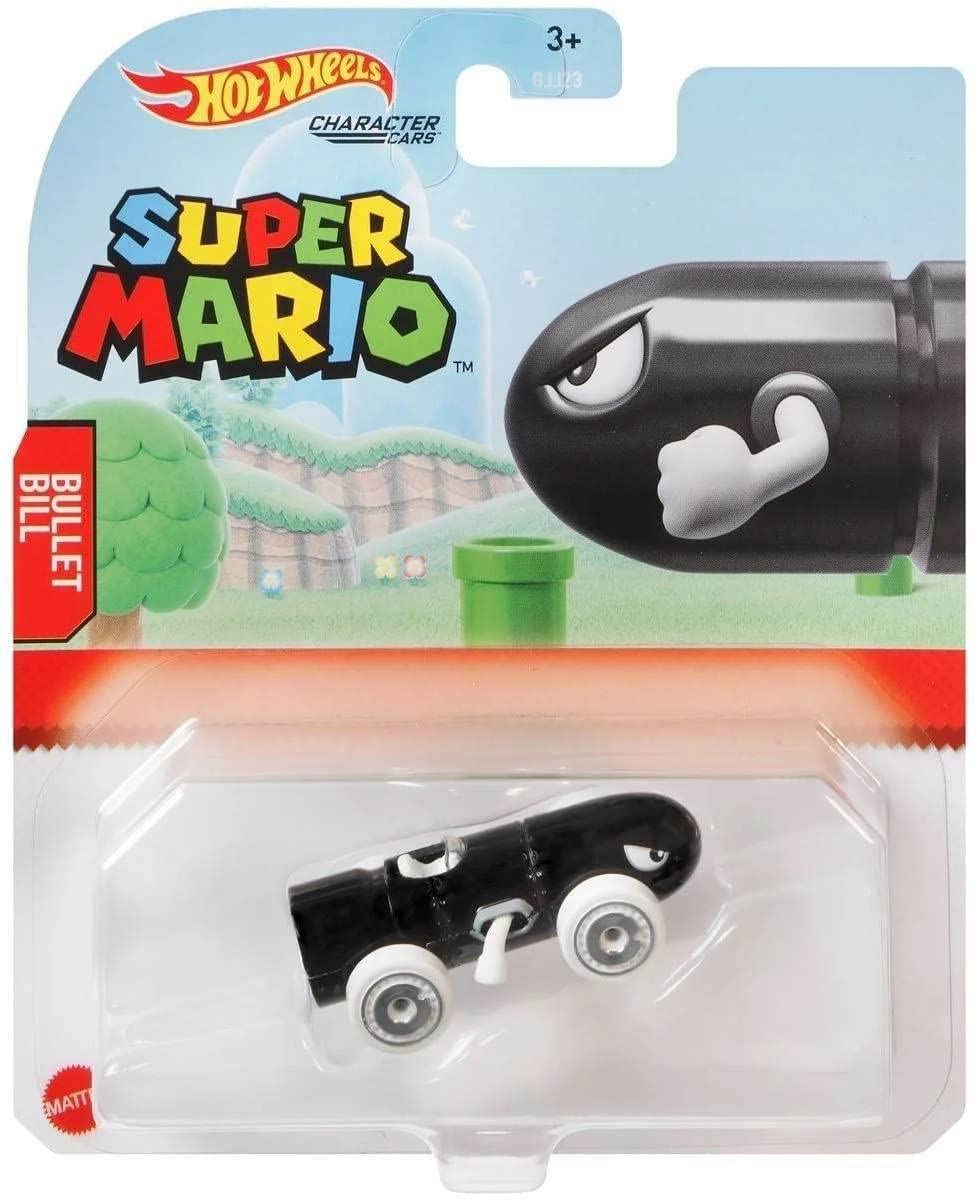 Hot Wheels Super Mario Character Cars - Complete Bundle of 6 (GJJ23?956G) | Includes Mario, Luigi, Princess Daisy, Blue Yoshi, Donkey Kong & Bullet