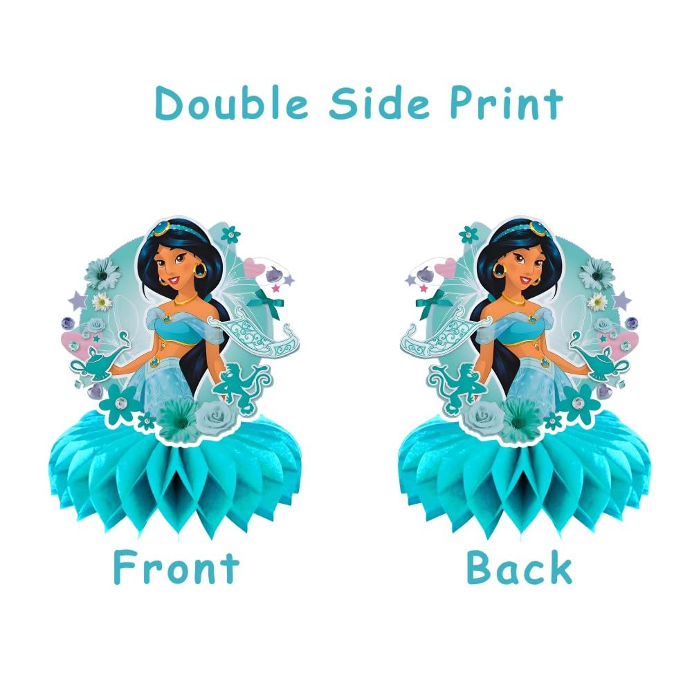 8Pcs Princess Jasmine Table Centerpieces Birthday Party Supplies Double Side Table Decorations for Kids Party Decorations