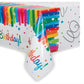 Multicolor Rainbow Ribbons Birthday Plastic Rectangular Table Cover (54" x 84"), Chic Design & Reusable - Perfect For Parties & Celebrations, Pack