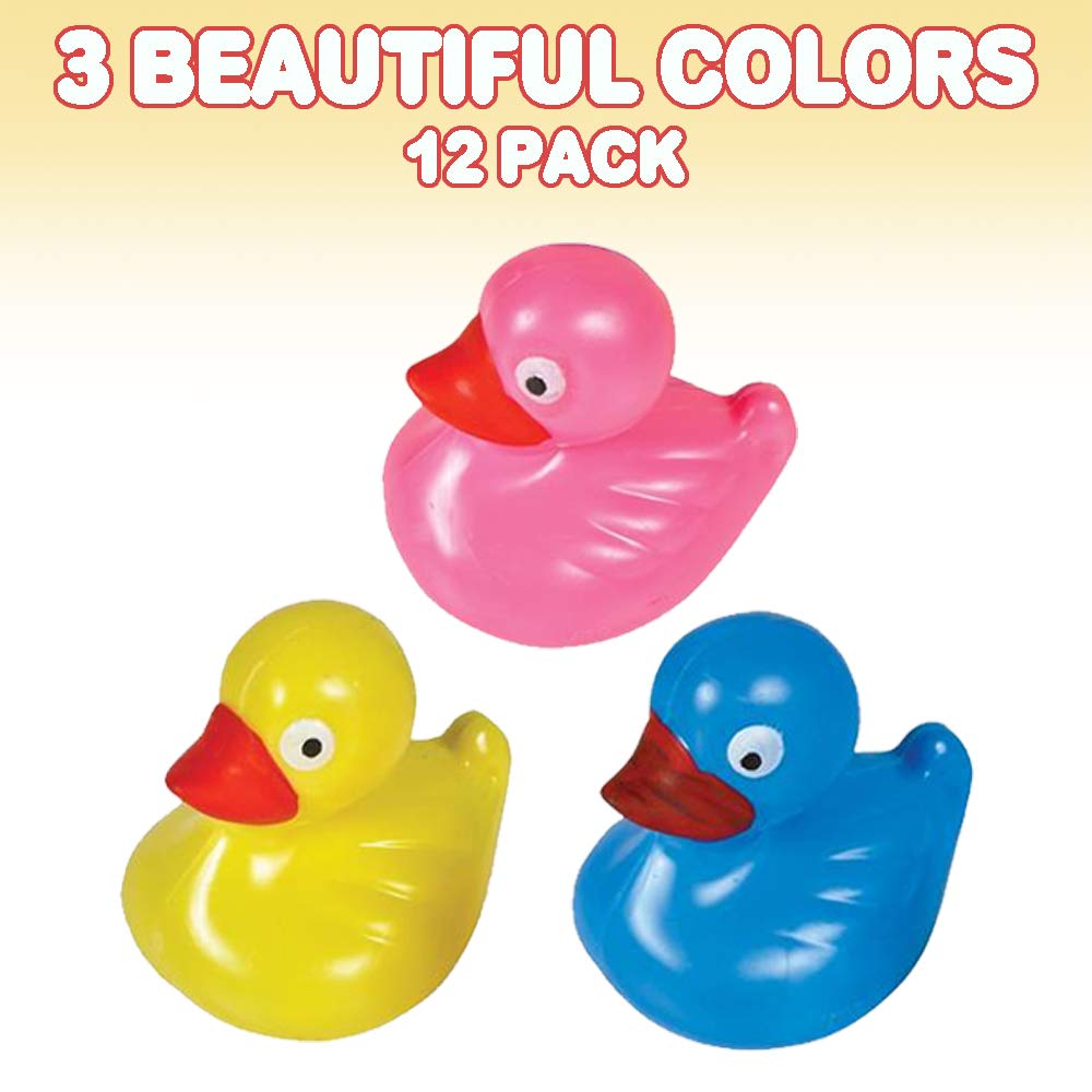 ArtCreativity Floating Plastic Duck Toys - Pack of 12 - Durable Duckie Bath Tub Water Toys for Kids, Carnival Theme Party Supplies, Birthday Party