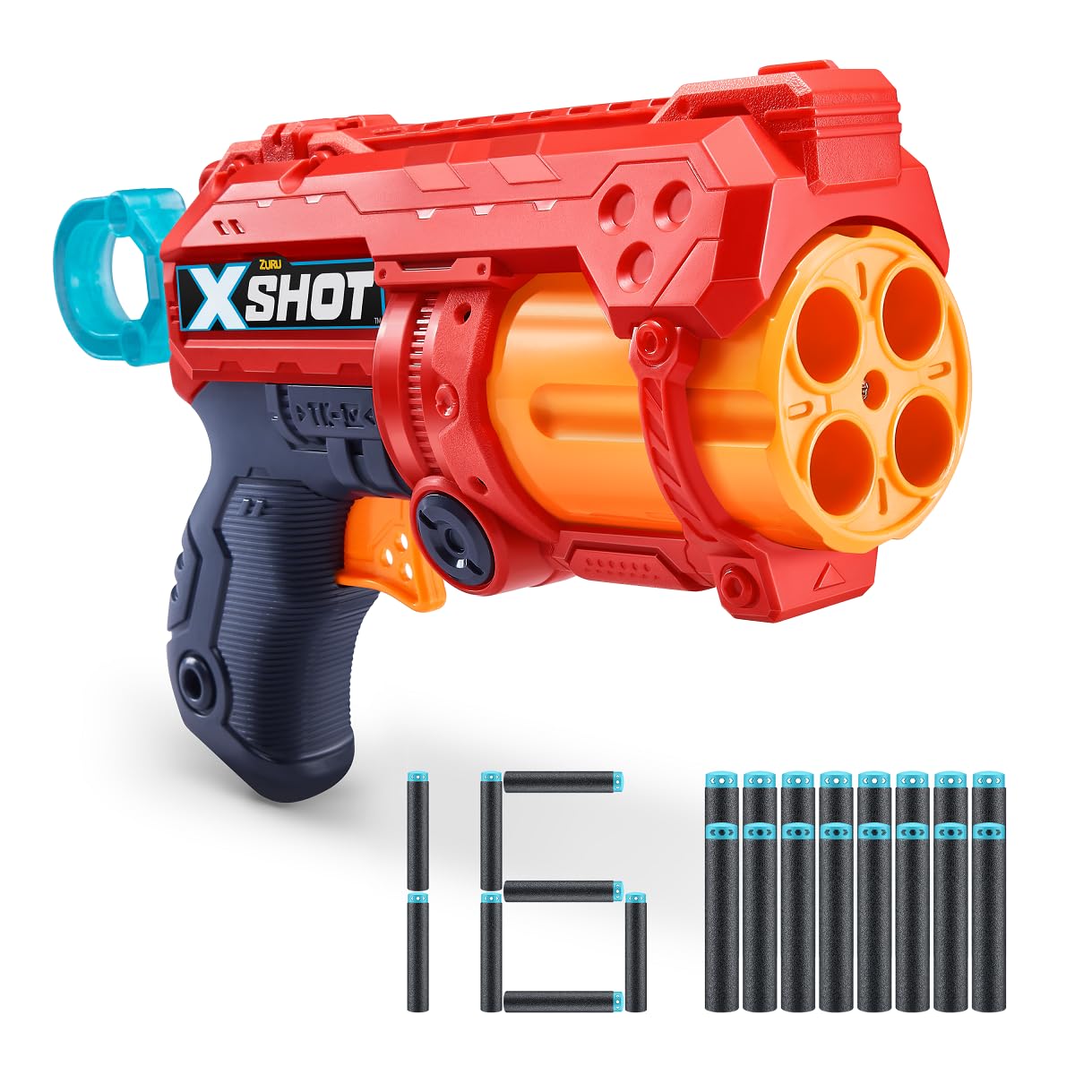XSHOT Excel Fury 4 Foam Dart Blaster (8 Darts) by ZURU, Multicolor