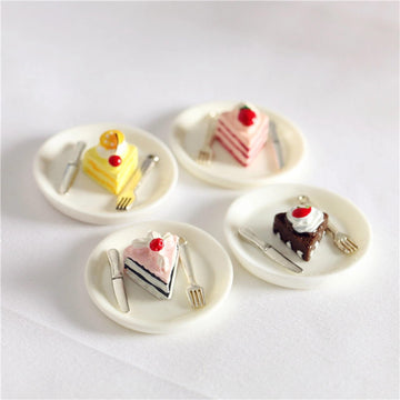 Miniature Cake and Utensil Set, Mini Cake, Dollhouse Cake Decoration Prop, for Dollhouse Miniature, Craft Supplies (Pink)