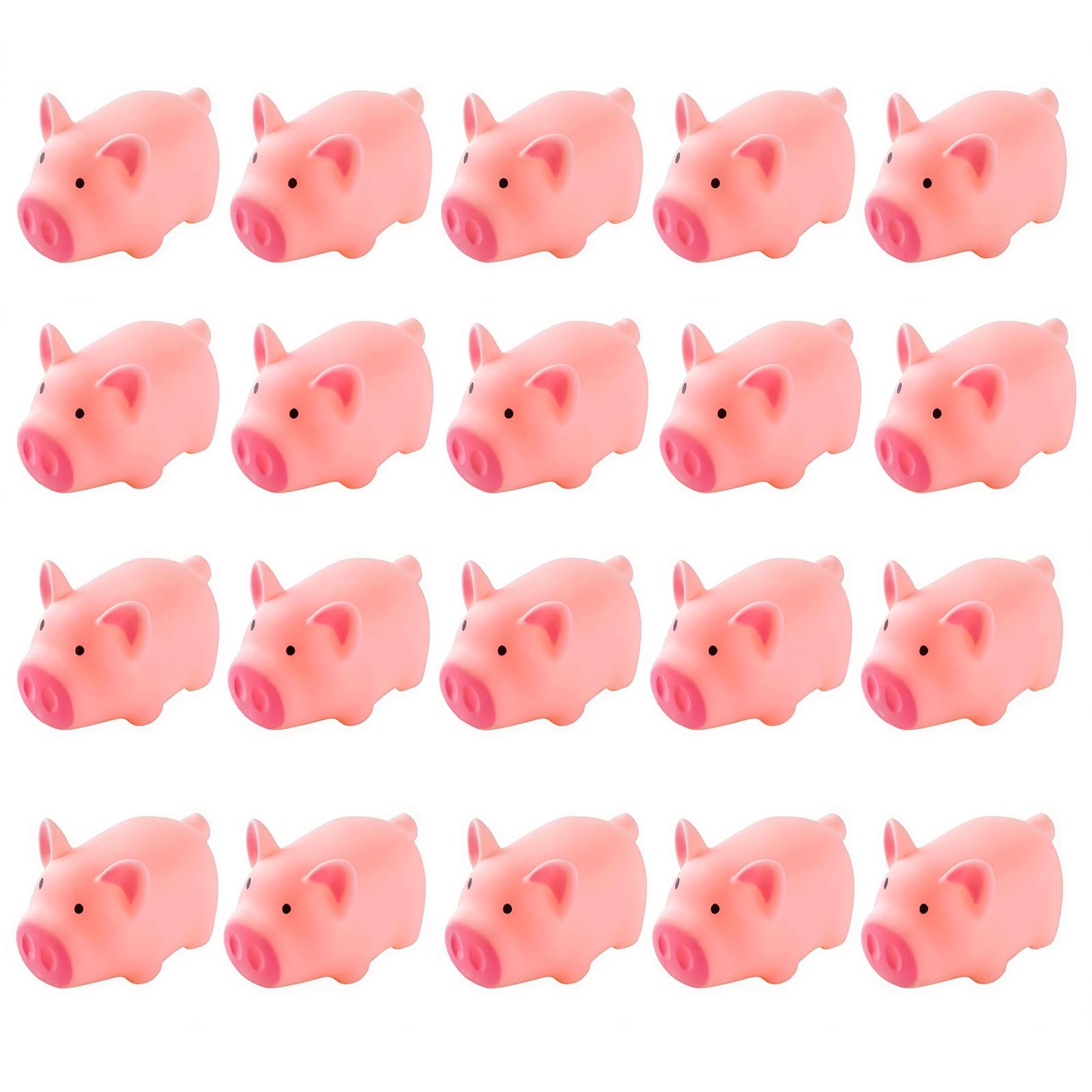 HAKACC 20 PCS Mini Squeezable Pig Bath Toys, Pink Rubber Squeaky Baby Bathtub Toys for Baby Shower Party Favors