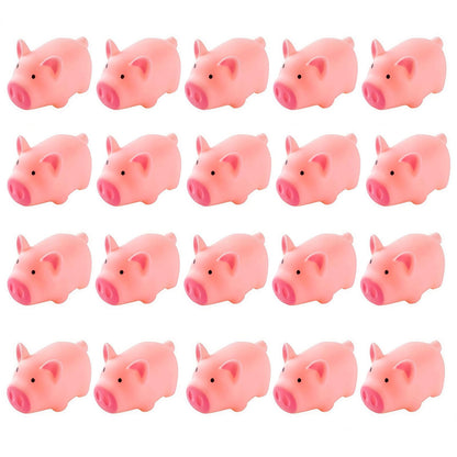 HAKACC 20 PCS Mini Squeezable Pig Bath Toys, Pink Rubber Squeaky Baby Bathtub Toys for Baby Shower Party Favors