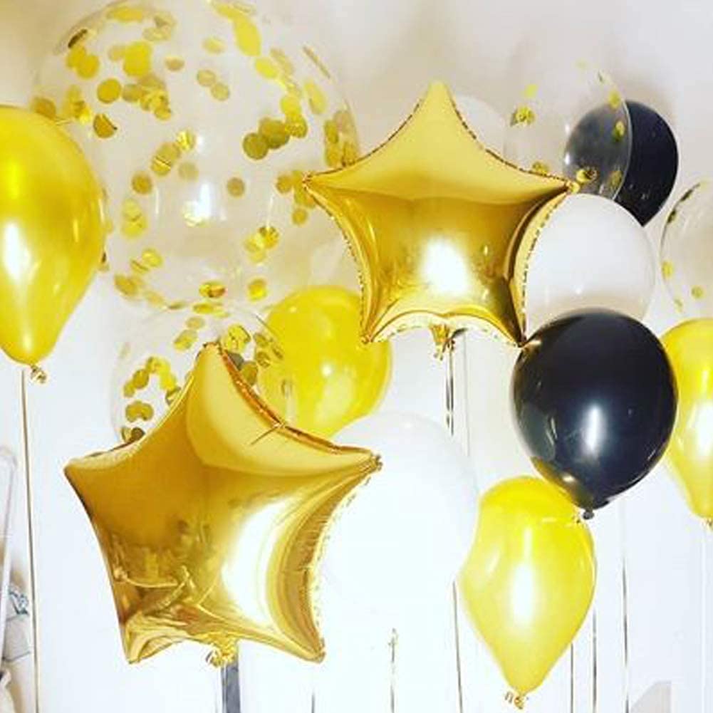 24 Pcs 18" Gold Star Balloons Foil Balloons Mylar Balloon for Baby Shower, Gender Reveal, Wedding, Magical Prom or Engagement Party Decoration
