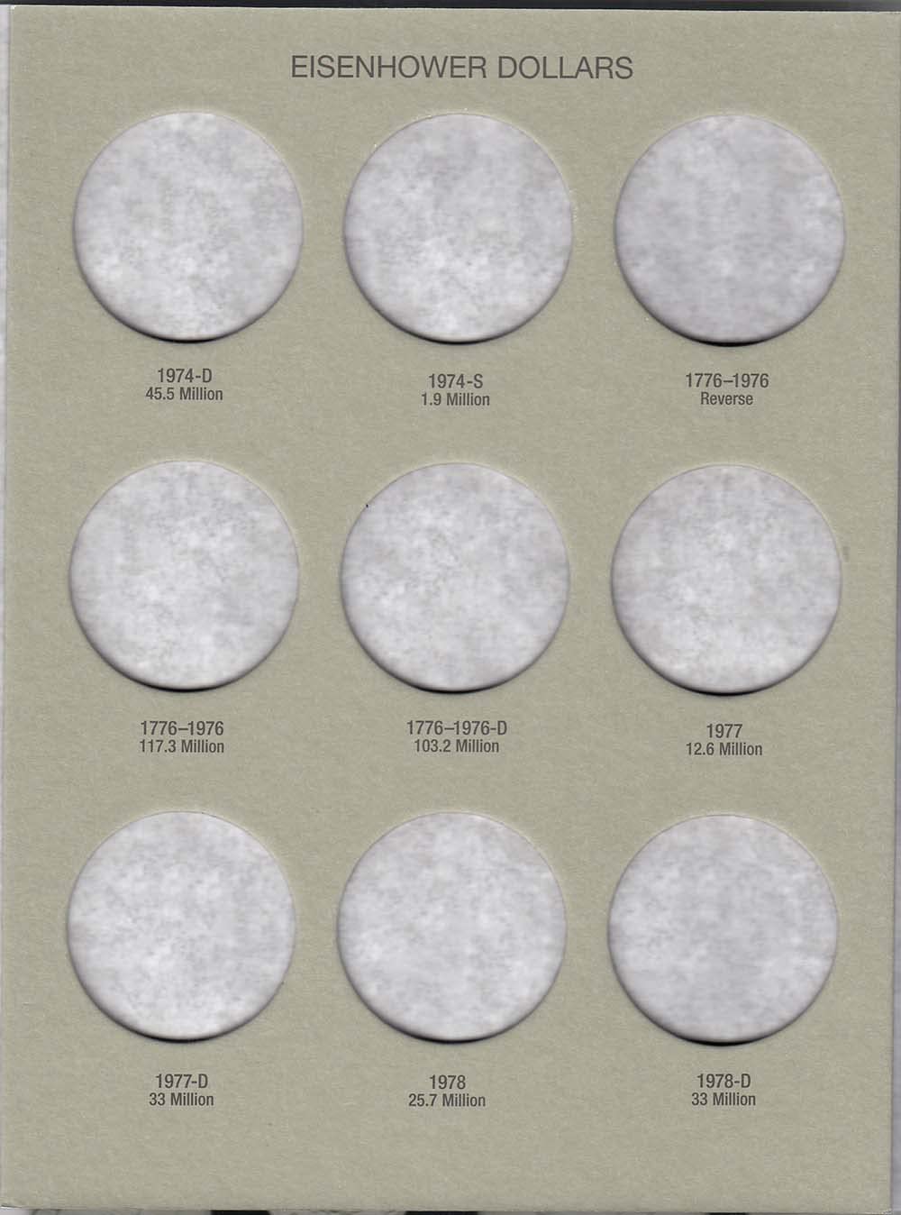 Harris Eisenhower & Anthony Dollars 1971-1999 Coin Folder 2699