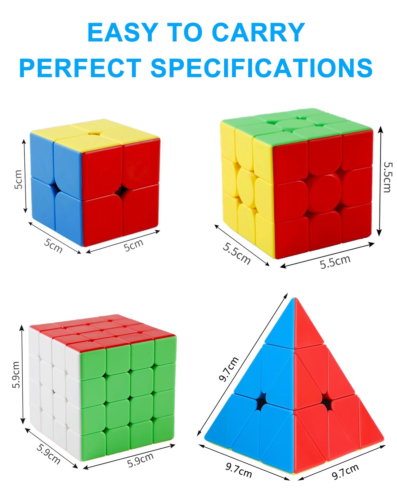 CFMOUR Speed Cube Set - Stickerless 2x2 3x3 4x4 Pyramid Magic Cubes Bundle