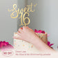 Apluselection Shiny Acrylic Happy Sweet 16 Birthday Cake Topper, 7.5" x 6", Cheer to 16th Birthday Party Cake Decoration (Gold)
