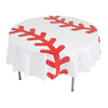 Fun Express Baseball Round Plastic Tablecloth - Sports Party Supplies - Disposable for Easy Cleanup 77"