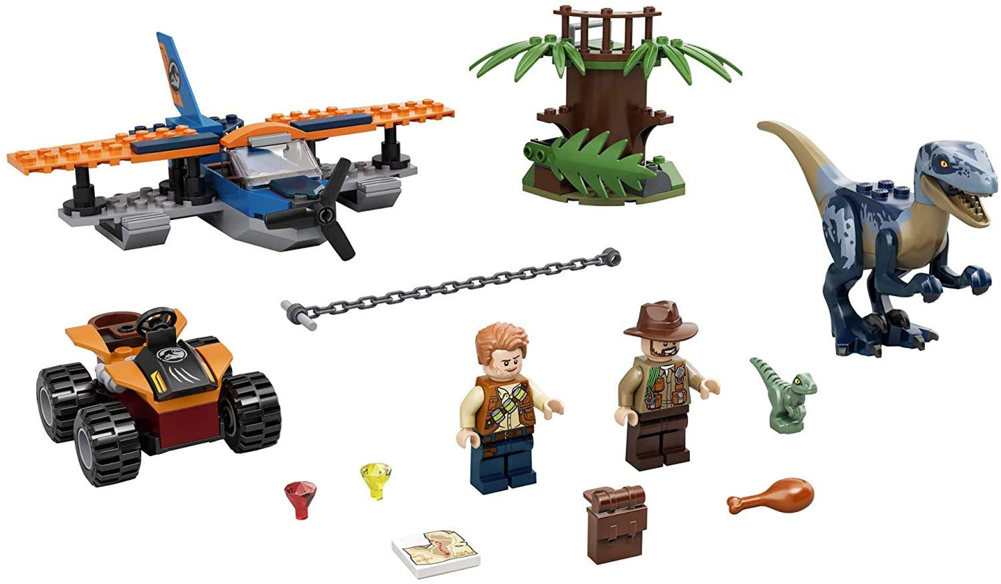 LEGO Jurassic World Velociraptor: Biplane Rescue Mission 75942, Dinosaur Toy for Preschool Kids, Featuring a Buildable Plane Toy, Posable