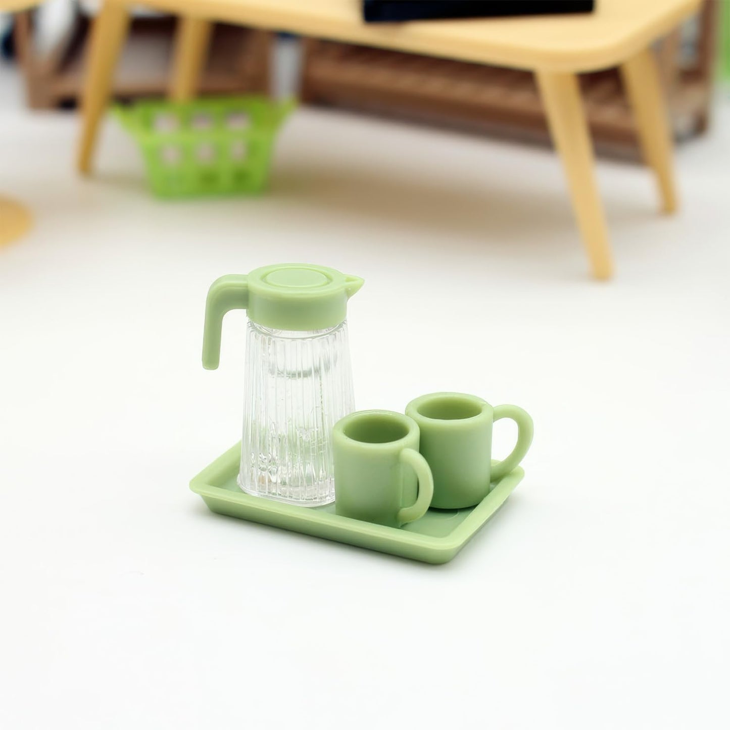 Miniature Dollhouse Food & Drink Set (4pcs): Cute Juice Bottles, Cup, Dish | Dollhouse Miniatures Decor