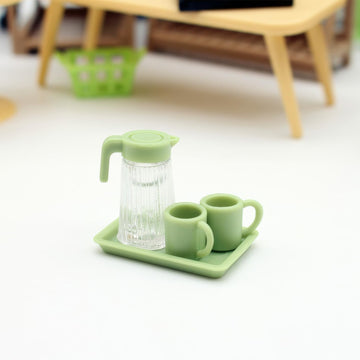Miniature Dollhouse Food & Drink Set (4pcs): Cute Juice Bottles, Cup, Dish | Dollhouse Miniatures Decor