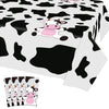 4 Pcs Cow Print Plastic Tablecloth, Farm Animal Themed Parties Tablecovers for Cow Theme Birthday Party Supplies, Black and White