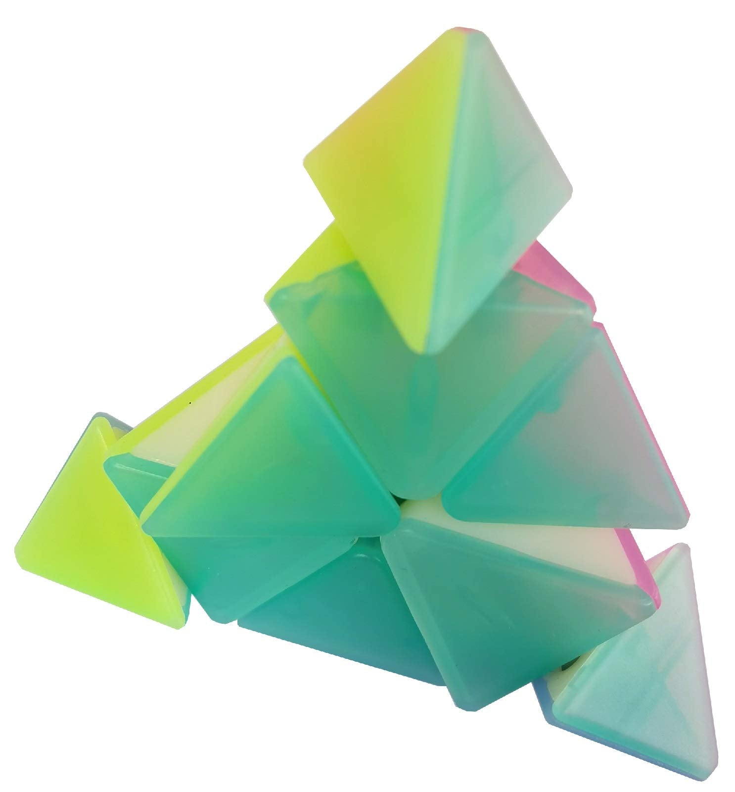 Jelly Windmill Speed Cube Pyramid Speed Cube Triangle Stickerless Vivid Color Magic Cube 3x3x3 Sturdy and Smooth Puzzle Toy ABS Plastic Material