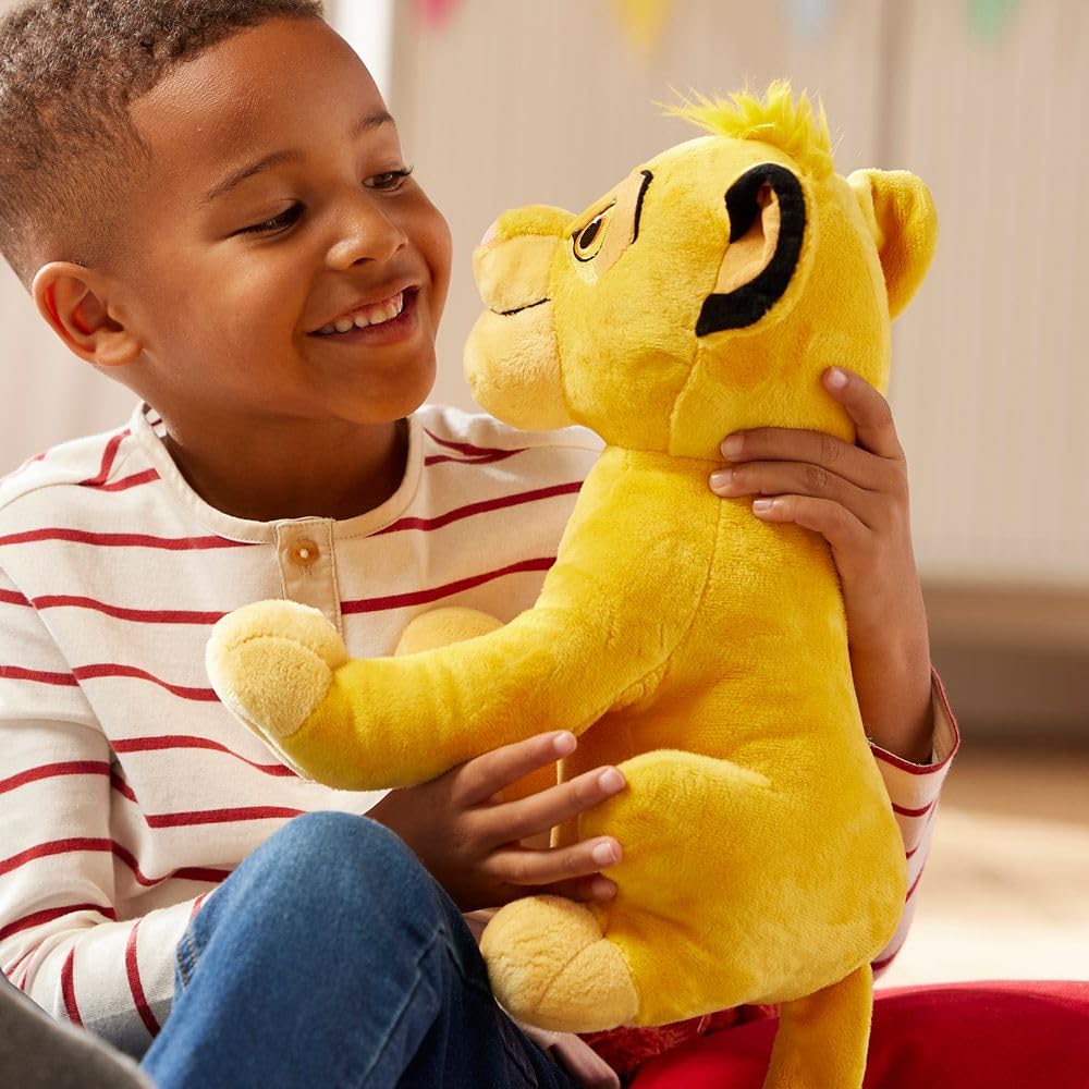 Disney Store Official Simba Medium Soft Toy for Kids, Cuddly Character with Fuzzy Texture and Embroidered Details, Furry Mane and Tail Tuft, Disney