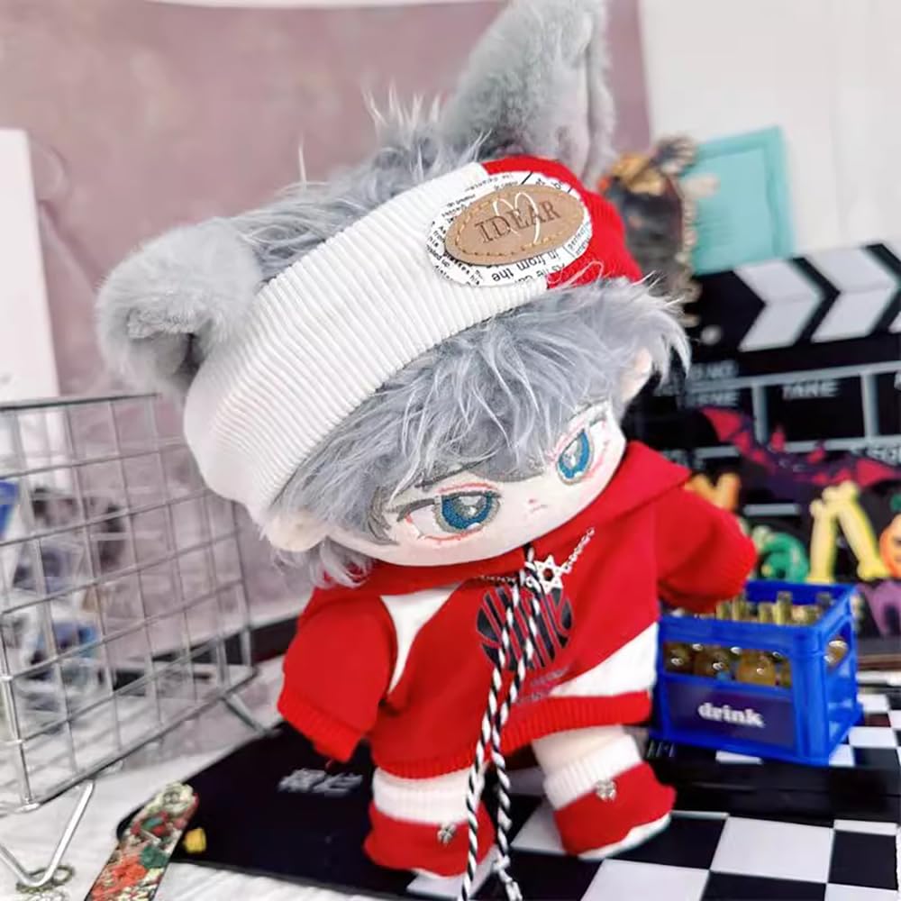 niannyyhouse Headdress Hoodie Shoes Flame Outfit 10cm~15cm 20cm 40cm Plush Doll Clothes Doll Accessories (Red 10cm~15cm)