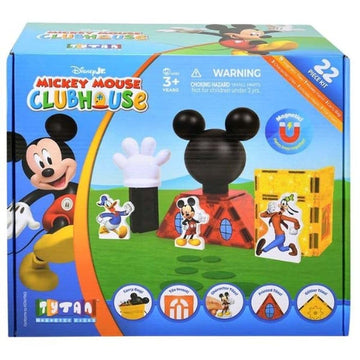 Tytan Official Disney Junior Mickey Mouse Clubhouse Magnetic Tile Set - 22-Piece STEAM Toy with Character Tiles, Mickey Head & Hand - Educational