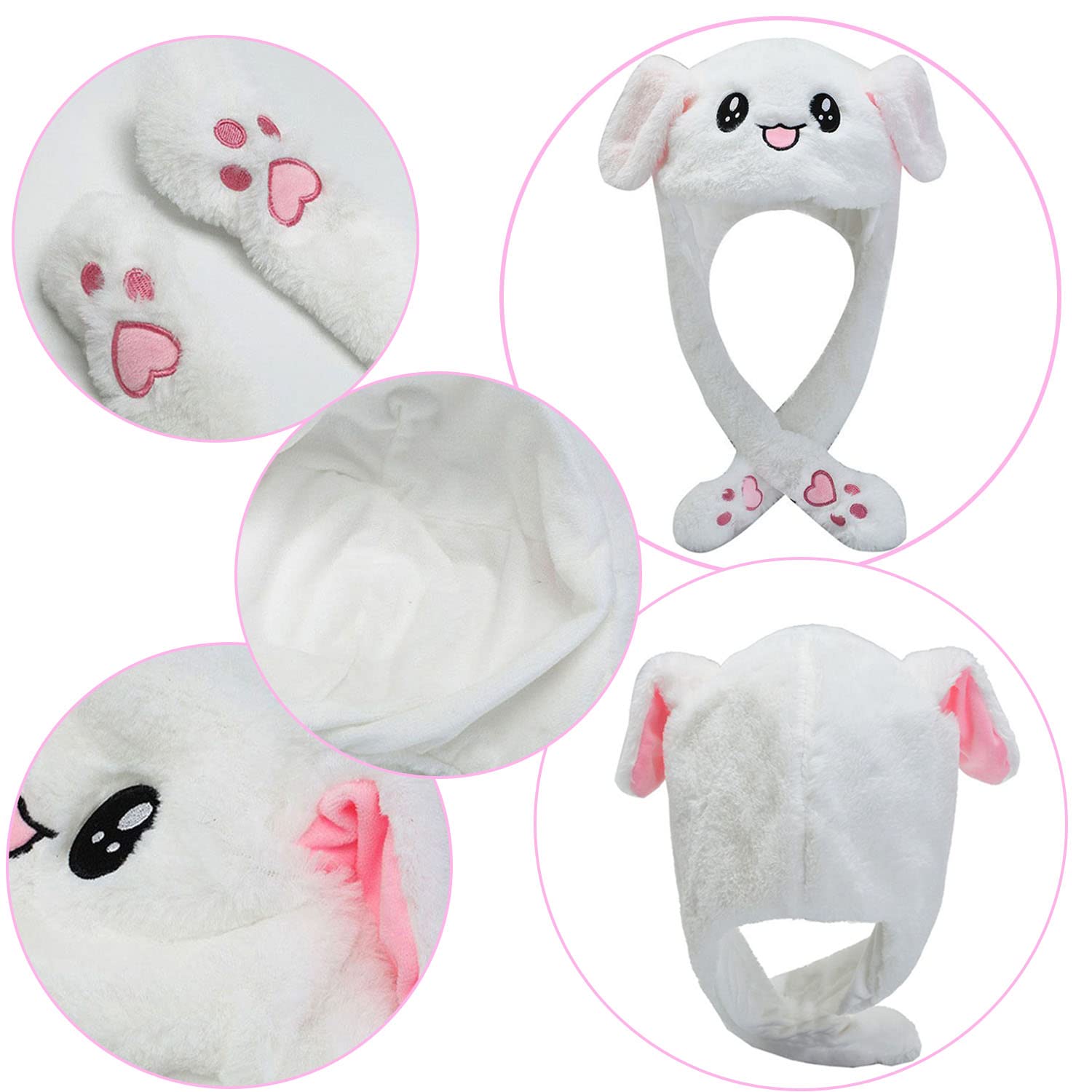 CICITOYWO Funny Plush Bunny Hat Ear Moving Jumping Rabbit Fun Cute Animal Flap Cap Unisex for Women Girls Children Party Holiday Halloween Christmas