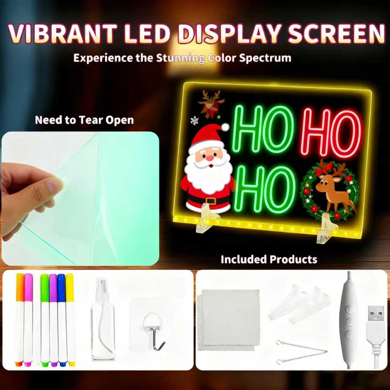 Large LED Drawing Board for Kids (13.7"x10") - 7-Color Glowing Doodle & Writing Board with 4 Light Modes & Adjustable Brightness, USB Powered (Adapter