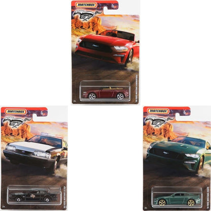 Matchbox Limited Edition Mustang Series 3?Pack Bundle | '19 Coupe, ’93 LX SSP Convertible & ’18 Convertible | 1:64 Die?Cast Vehicles - Ages 3+