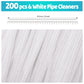 Iooleem 200pcs White Pipe Cleaners, Chenille Stems, Pipe Cleaners for Crafts, Pipe Cleaner Crafts, Art and Craft Supplies.