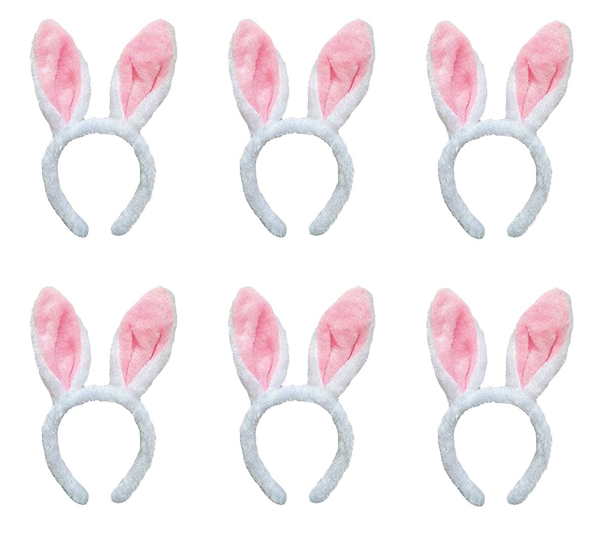 Jashem Plush Bunny Ears Hairbands 6 Pieces Cute Bunny Ears Headband Rabbit Ear Bunny Costume for Easter