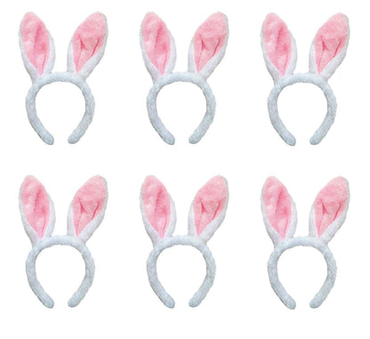 Jashem Plush Bunny Ears Hairbands 6 Pieces Cute Bunny Ears Headband Rabbit Ear Bunny Costume for Easter