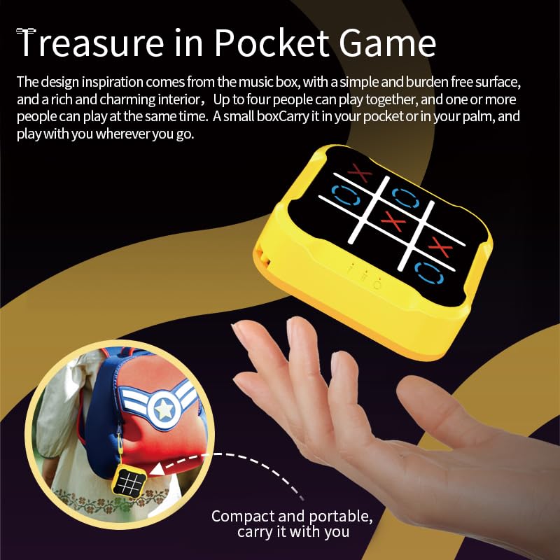 Tic Tac Toe, 4 in 1 Handheld Educational Game Machine, Electronic Tic Tac Toe Game for Education and Memory Growth, Home, Toy Board Game for Kids