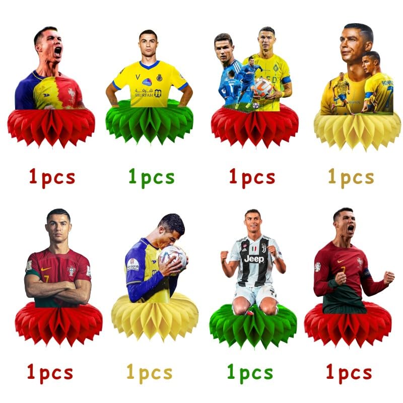 8Pcs Soccer Honeycomb Table Centerpiece Soccer Birthday Party Supplies Table Decorations for Kids Party Decorations