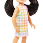 Barbie Chelsea Doll, Small Doll with Black Hair in Pigtails & Brown Eyes Wearing Removable Plaid Dress & Pink Shoes