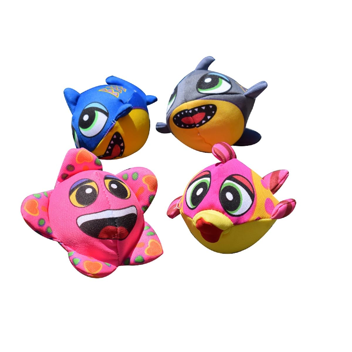 Set of 4 Pink and Yellow Fish Splasher Bombs Outdoor Pool Game 5"