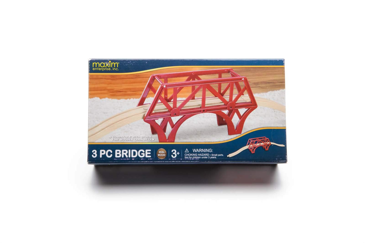 maxim enterprise, inc. 3 Piece Bridge with Ascending Tracks, Durable Plastic and Wooden Railway Suspension Bridge, Accessory Compatible with Major