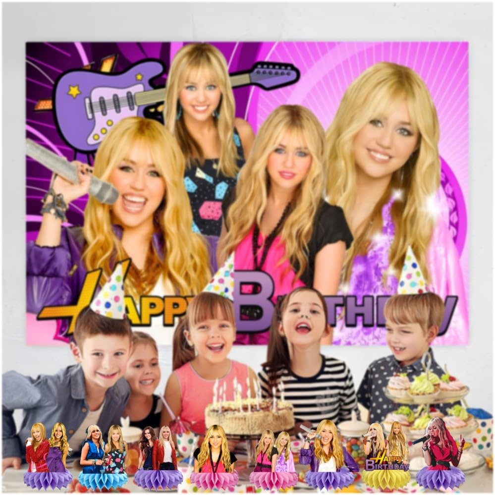 8Pcs Hannah Montana Table Centerpieces Birthday Party Supplies Double Side Table Decorations for Hannah Montana Themed Party Decorations