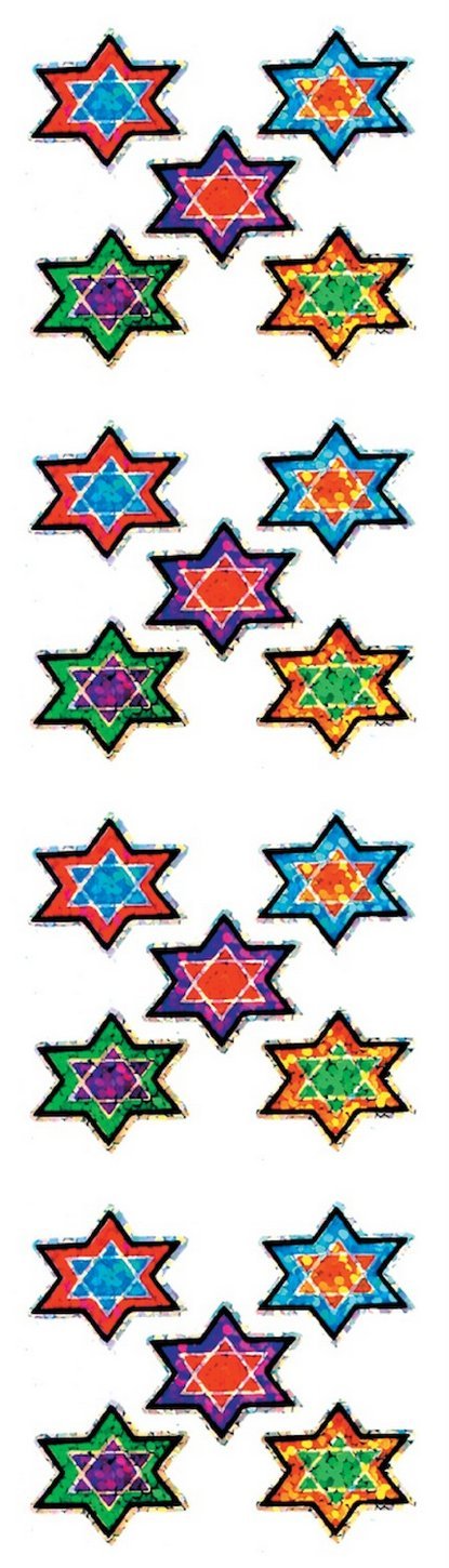Jillson Roberts Prismatic Stickers, Judaic, Micro Stars of David, Multicolor Jewel Tones, 12-Sheet Count (S7530)
