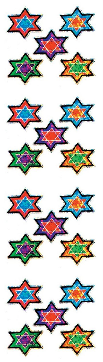 Jillson Roberts Prismatic Stickers, Judaic, Micro Stars of David, Multicolor Jewel Tones, 12-Sheet Count (S7530)