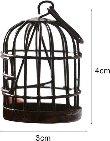 Dwuww Black Miniature Doll House Birdcage Ornament Model Home Desktop Decor Gift,Mini Miniature Doll Fairy Garden Ornaments Shelf Home Micro Landscape