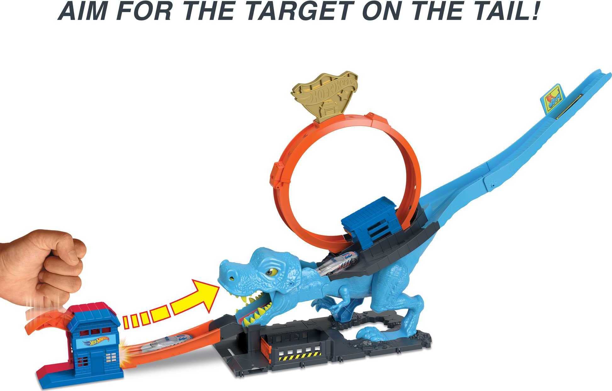 Hot Wheels City T-Rex Chomp Down Track Set & 1 Toy Car