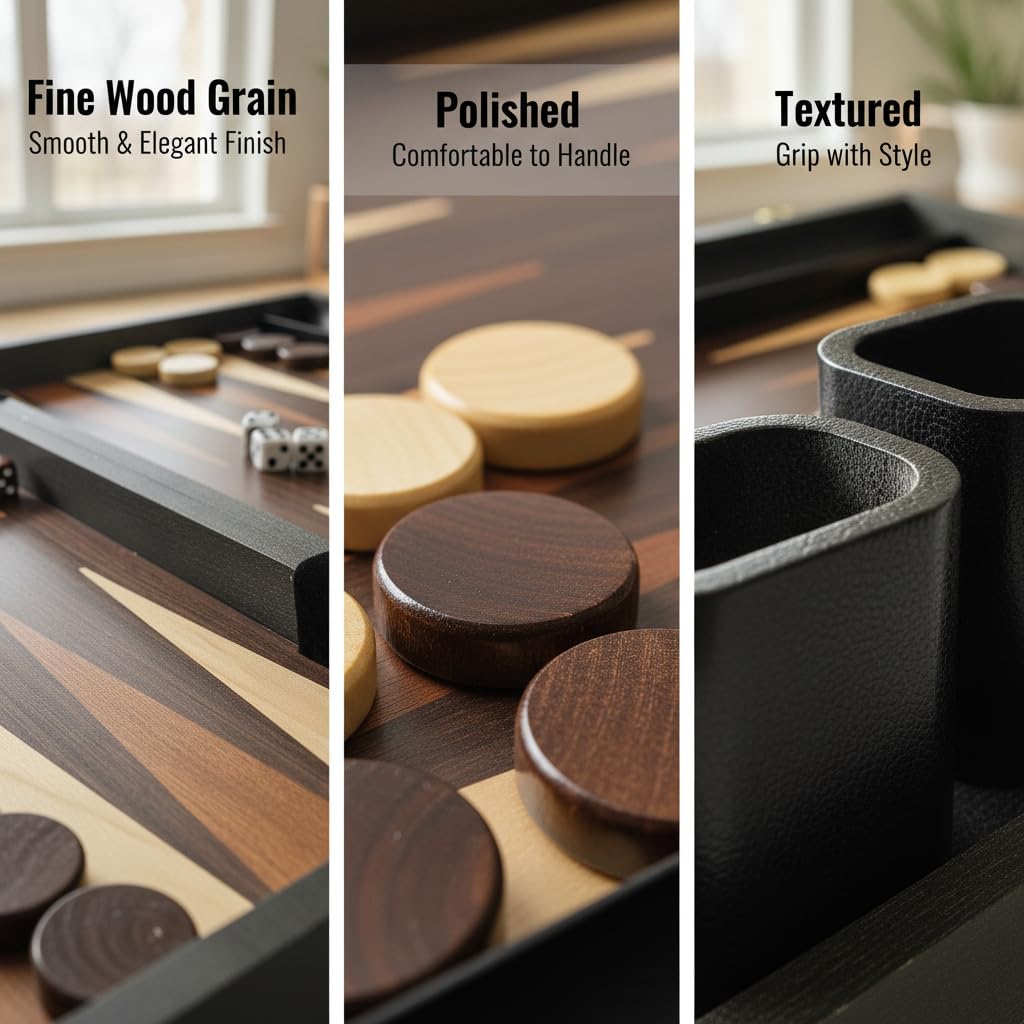 15 inch Backgammon Sets with Folding Board，Large Backgammon Set Portable Travel GamesClassic Board Game，Perfect Adult and Kids Board Games for Gifts