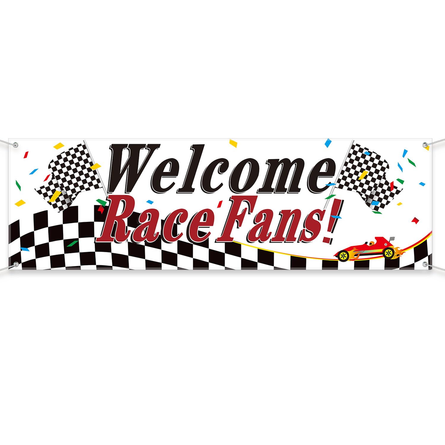 Blulu Racing Party Decorations Welcome Race Fans Banner Racing Party Suppliers Race Car Banner Garland Backdrop Photo Booth Props Car Birthday