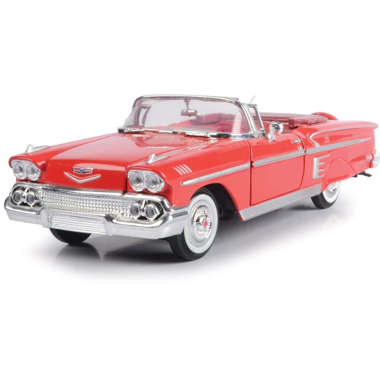 Motor Max 1:24 W/B American Classics 1958 Chevrolet Impala Convertible Diecast Vehicle for unisex-children, Red