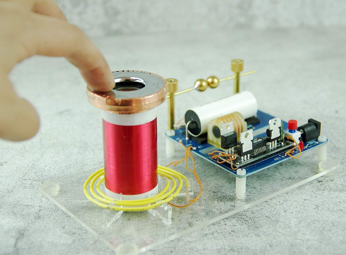 HandsMagic Tiny Tesla Coil Ball-Gap Discharger SGTC Spark Gap Tesla Coil DIY Kits Science Physics Toy Electronic DIY