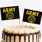 JAVD 100 Pcs US Army Gold Crest Toothpick Flag Small Mini United States Military Cocktail Fruit Cupcakes Toppers Food Stick Flags Decorations