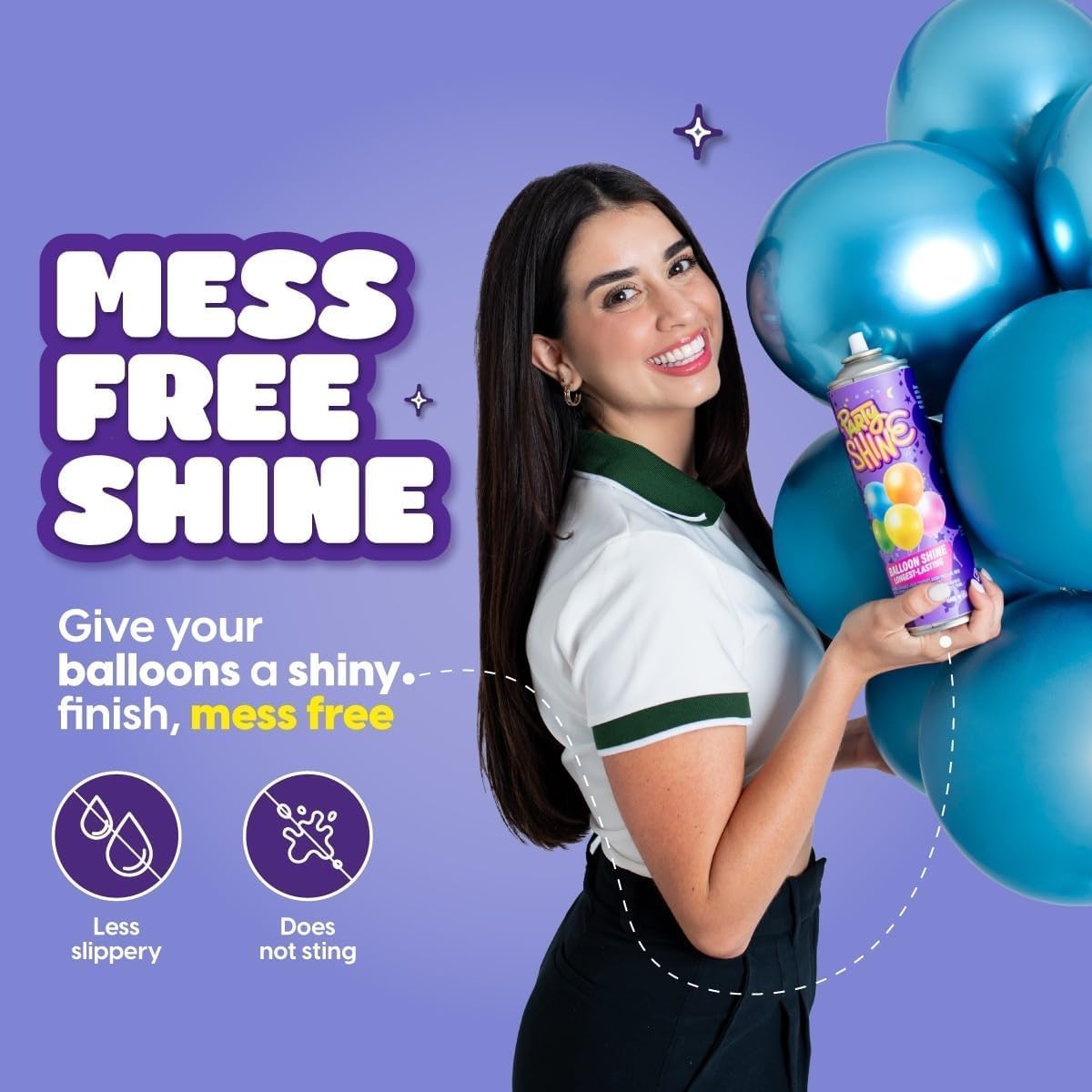 Party Shine Balloon Shine Spray, Silicone Spray for Latex Balloons, Balloon Spray Shine, Waterproof, Fragrance-free and Less Slippery Formula, Perfect