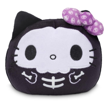TeeTurtle Reversible Sanrio Hello Kitty 4-Inch Halloween Skull Two-Sided Flip Plush Toy with Embroidered Details - Cute Mini Collectible Plush