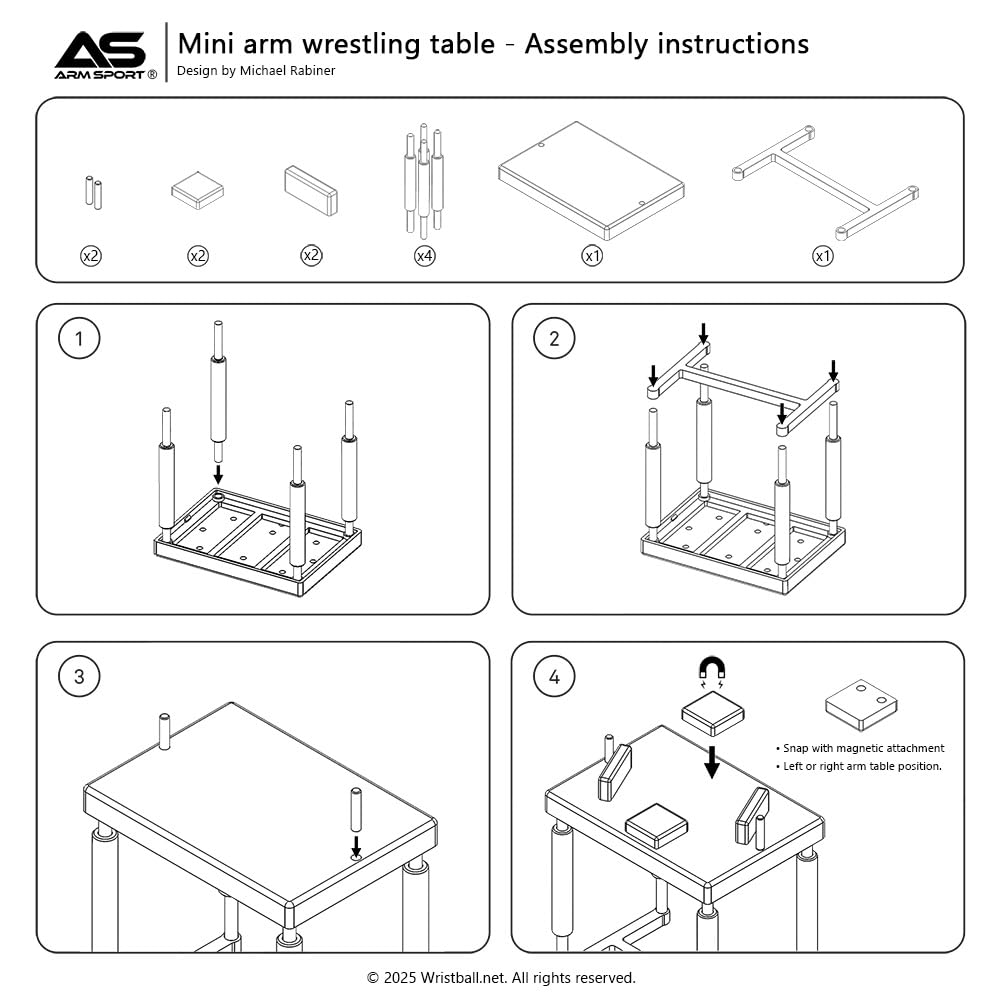 Mini Arm Wrestling Table - 1:10 Scale DIY Model Kit (Ages 14+) | Build-It-Yourself Assembly Set with Magnetic Adjustable Pads | Collectible Display
