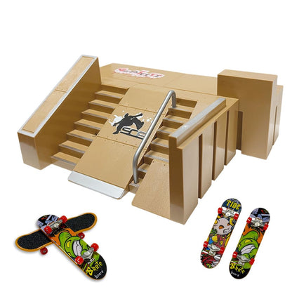 Fingerboard Skate Park Kit with 8 Skatepark Deck Ramp & 2 Mini Fingerboards,Tech Deck Skatepark DIY Skate Ramp Set, Toy Gift for Kids Ages 5+
