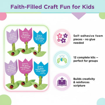 Fun Express 3-D Growing in His Word Tulip Craft Kit - Creative Kids Craft Activity for Religious Projects Home Church & Fun Events - Perfect