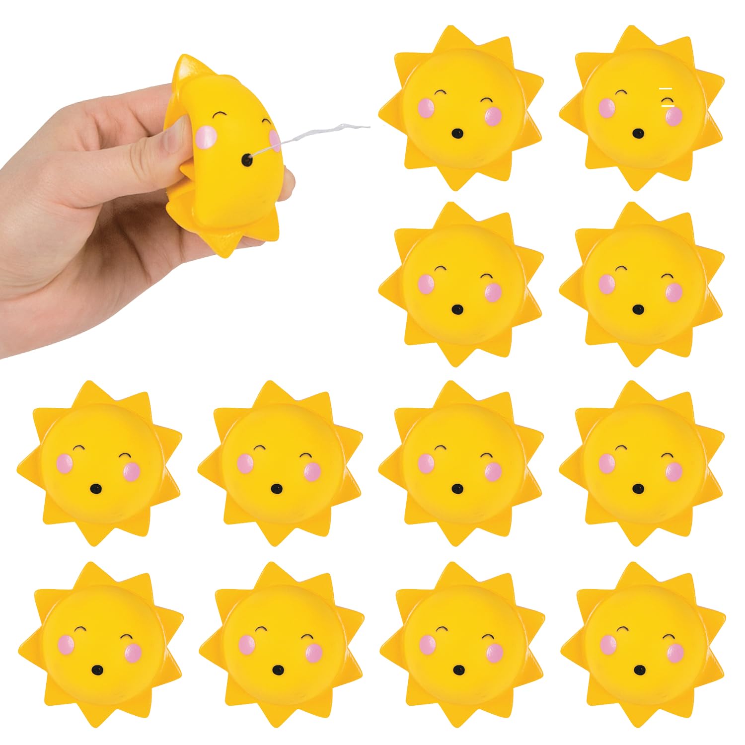 Fun Express You Are My Sunshine Squirts Bath Toys for Kids Ages 1-3 - Baby Bath Toys 12 Pack Bulk Party Favors for Toddler Birthday | Pool Toys Water