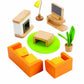 Hape Wooden Doll House Furniture Media Room Set| Pretend Playset for Kid’s Wooden Dollhouse