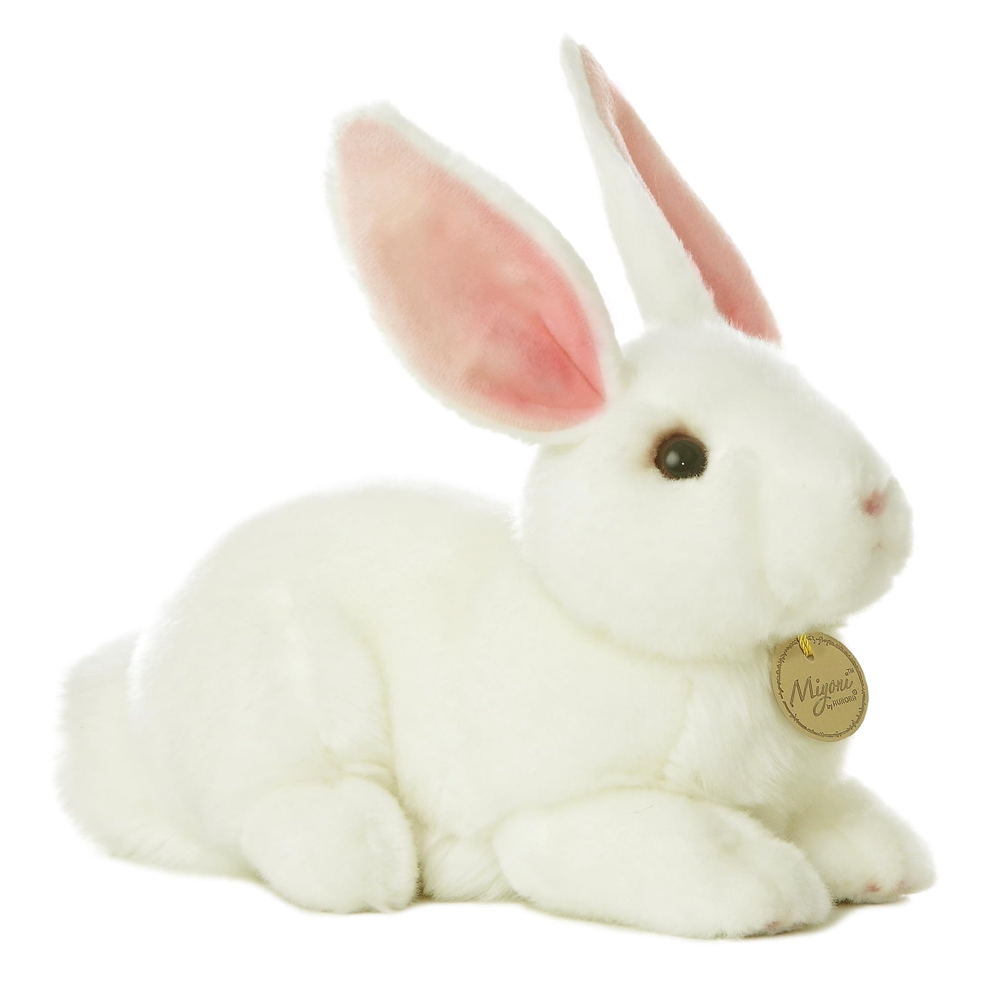 Aurora® Realistic Miyoni® American White Rabbit Stuffed Animal - Lifelike Details Make a Cherished Companion - Perfect for Decorating Bedrooms or
